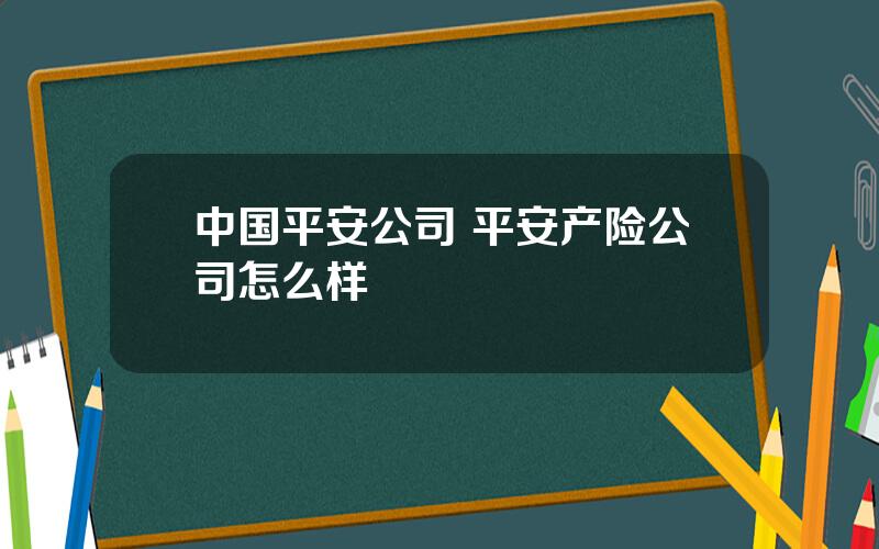 中国平安公司 平安产险公司怎么样